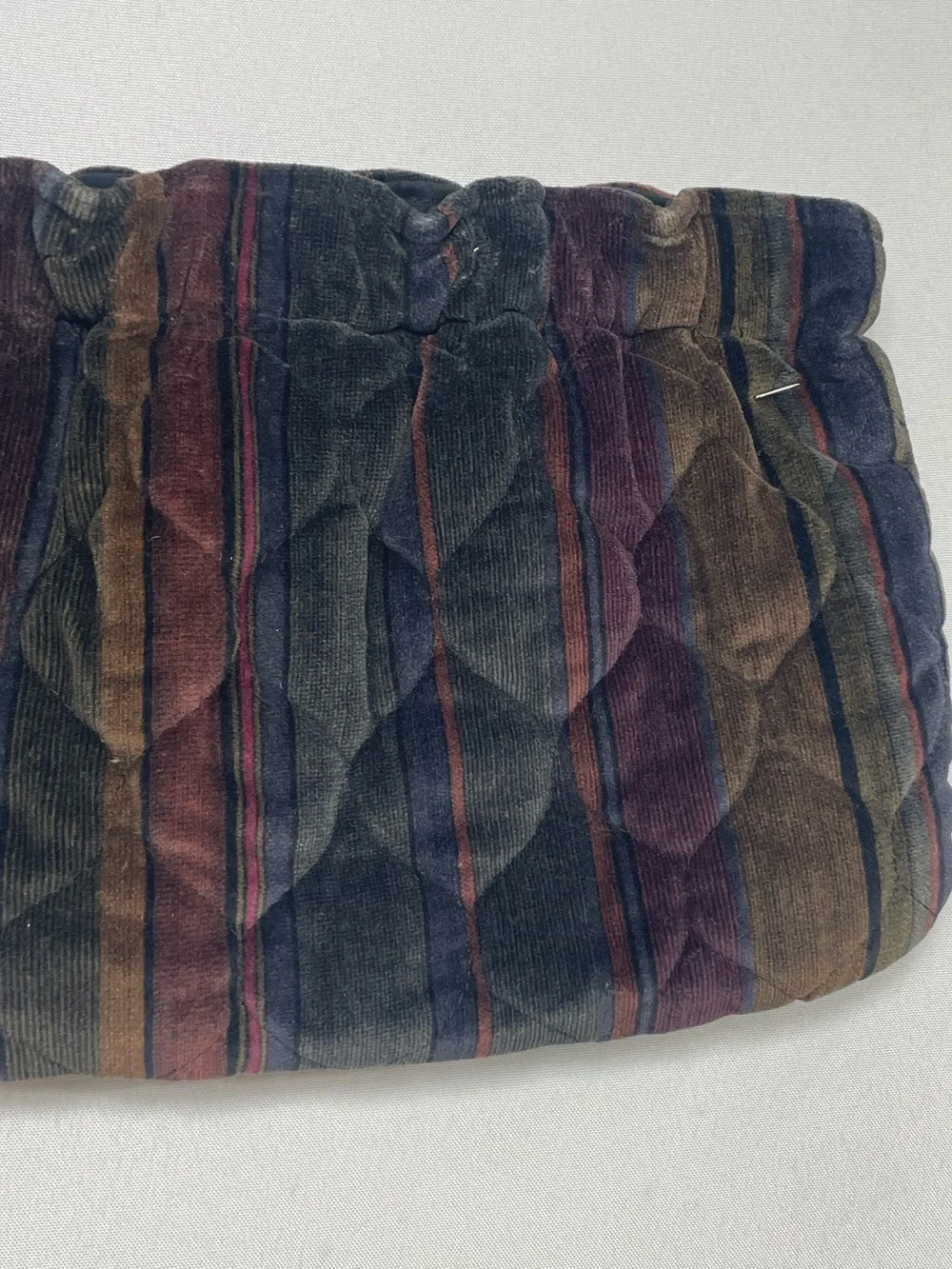 VTG Darens Bags Velvet Striped Clutch Purse Plum Retro Hand Cottage Boho Mod